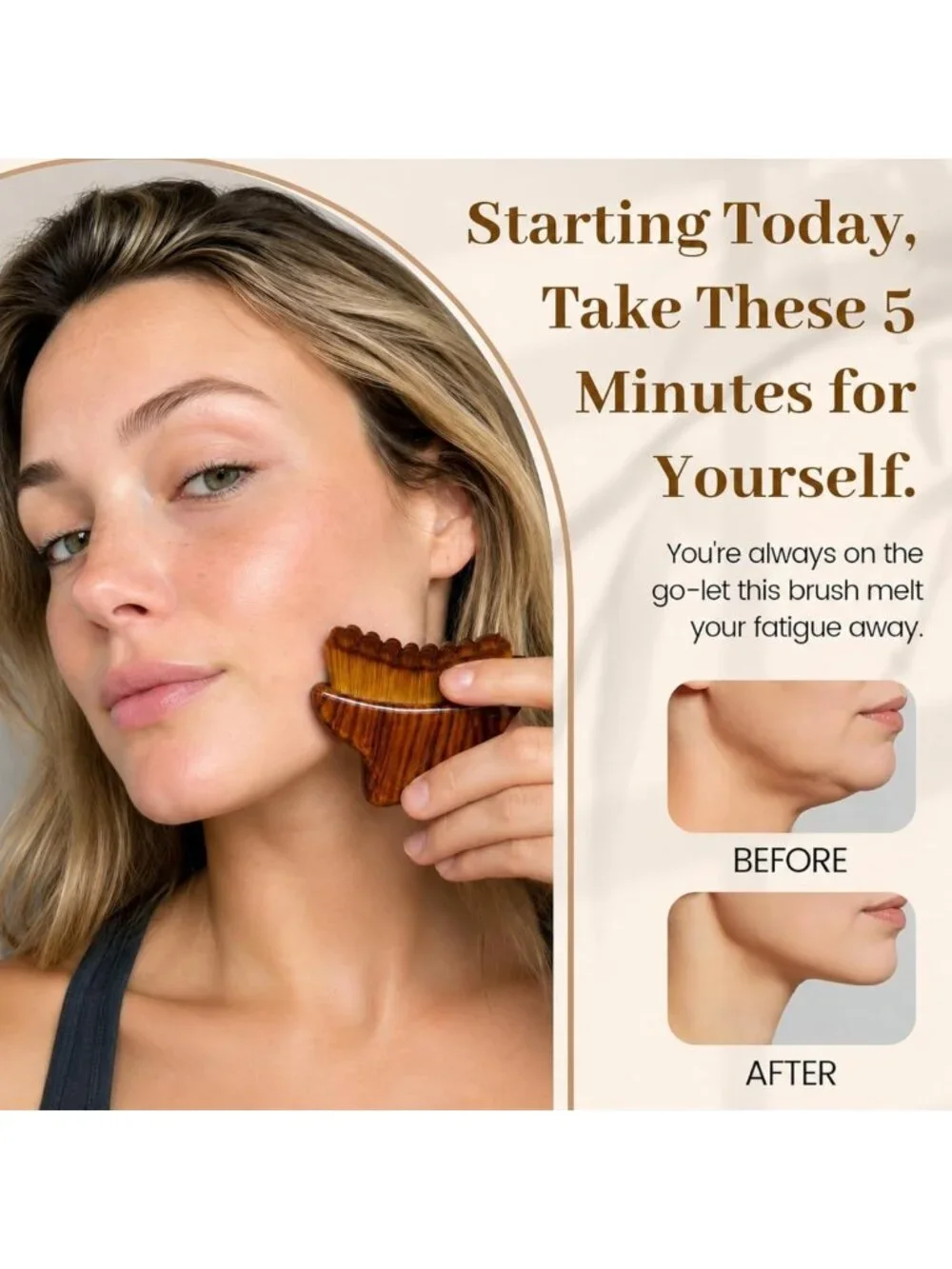 3-in-1 Lymphatic Contour Face Brush & Massager - Gua Sha Tool for De-Puffing